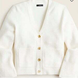 J. Crew Cream V‑Neck Button Front Cardigan